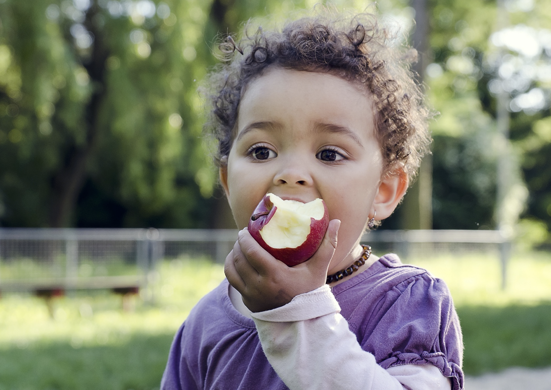 boy eating an apple