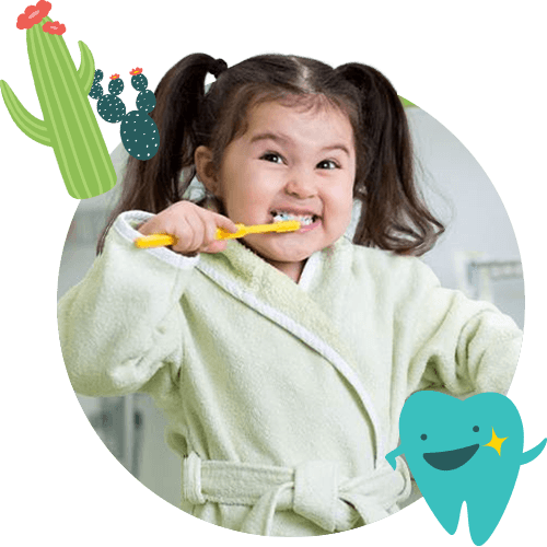 young girl brushing teeth in bathroom